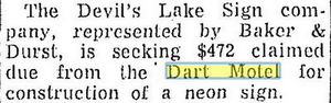 Dart Motel - Oct 1963 Sign Payment
